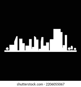 city skyscrapers vector, city skyline silhouette, night city, isolated on black background.