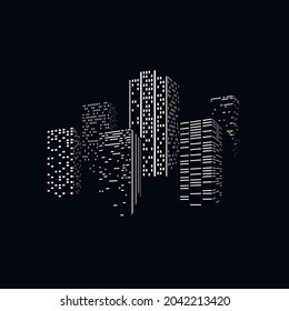 city skyscrappers skyline silhouette on dark back