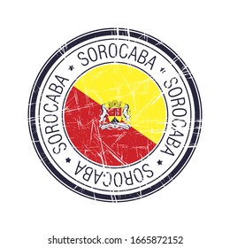 City of Sorocaba, Brazil postal rubber stamp, vector object over white background