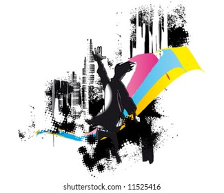 city splatter rainbow