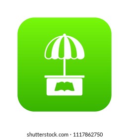City stall icon green vector isolated on white background