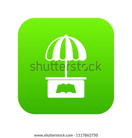 City stall icon green vector isolated on white background