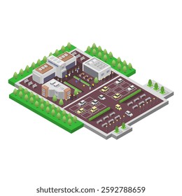 City store building isometric in vector