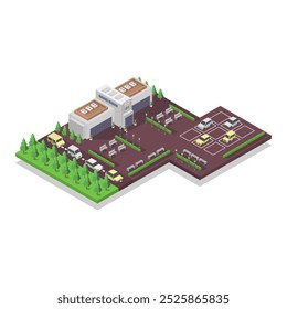 Tienda de la ciudad isométrica sobre fondo