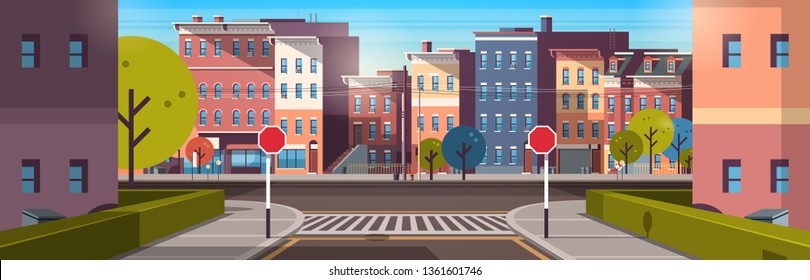 City Street Building Houses Architecture Empty Stock Vector (Royalty ...