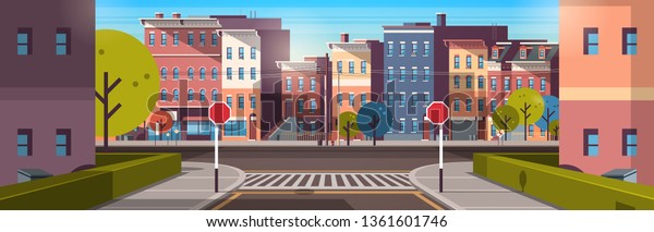 City Street Building Houses Architecture Empty Stock Vector (Royalty ...