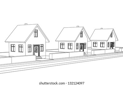city street development vector sketch illustration