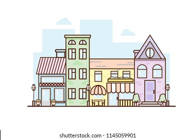 Cute Houses Isolated On White Background Stock Vector (Royalty Free ...