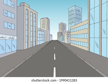 City street graphic color cityscape sketch illustration vector