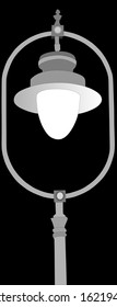 City street lantern, vector isolated on black background.