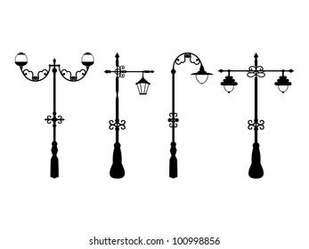 City street lanterns set