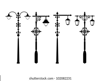 City street lanterns set