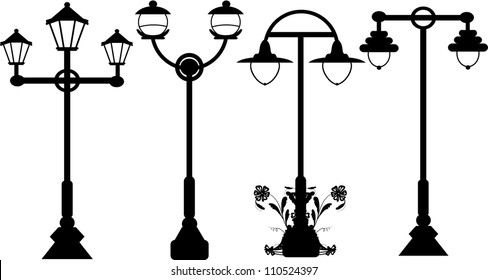 City street lanterns set