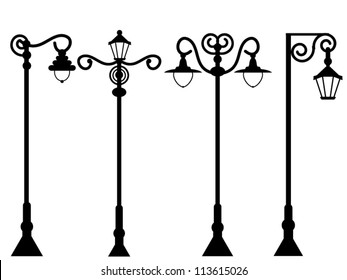 City street lanterns set