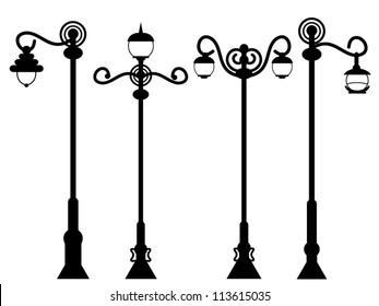 City street lanterns set