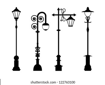 City street lanterns set