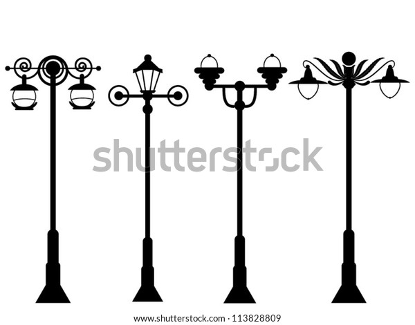 City Street Lanterns Set Stock Vector (Royalty Free) 113828809