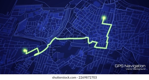 Navegación por el Mapa de la Calle de la Ciudad. Aplicación de rutas de ciclismo y mapas de seguimiento de GPS. Mapa GPS o Navegador de ubicaciones. Navegar por la tecnología de asignación. Ilustración vectorial.