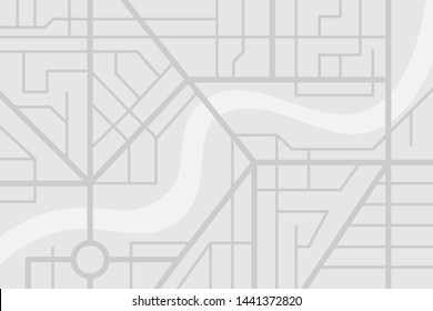 City street map plan with river. Vector gray color illustration schema