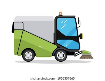 City street road sweeper truck isolated on white background