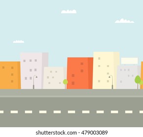 City street seamless background in flat style