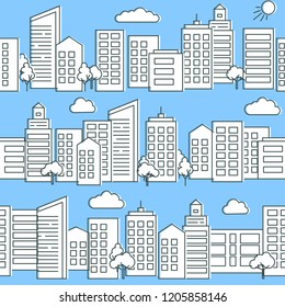 City street seamless pattern in flat style
