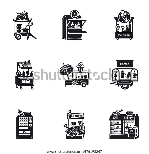 City street\
shop icon set. Simple set of 9 city street shop vector icons for\
web design isolated on white\
background