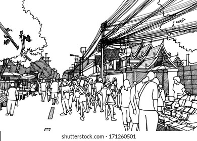 City street : sketchbook vector