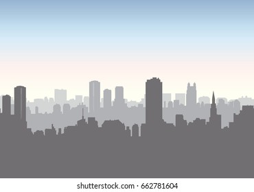 City street skyline. Urban landscape with buildings and skyscrapers. Cityscape view