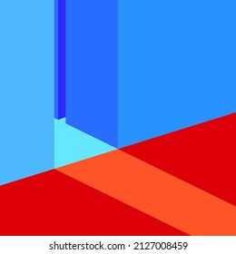 city street with a transition from blue to red