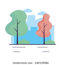 City street trees cityscape background