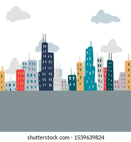 City street. Urban background. Cartoon flat vector illustration