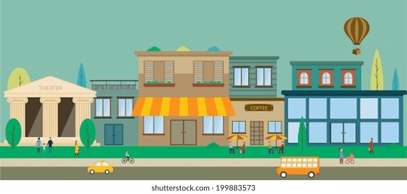 City streets in flat design