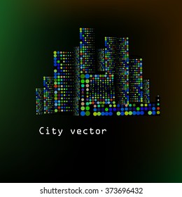 City stylized circles. vector varicolored city silhouette