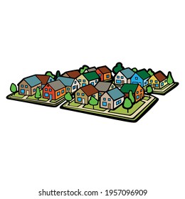 City suburb square isometric representation