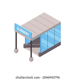 City subway entrance and stairs down isometric 3d icon vector illustration