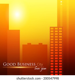City & sun vector illustration