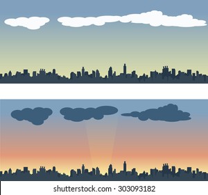 City in Sunset Background, Flat design, Urban landscape , Vector, Illustration