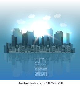 City Sunset Blue Background