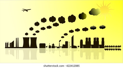 City at sunset. Vector Illustration