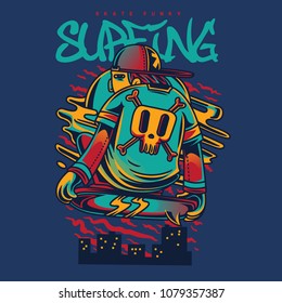 City Surfing Illustration