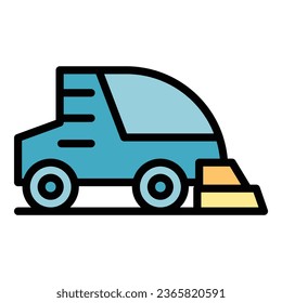 City sweeper icon outline vector. Street truck. Machine waste color flat