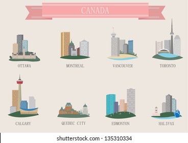 City symbol. Canada. Vector set f