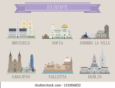 City symbol. Europe. Vector set for you design