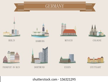 City symbol. Germany. Vector set