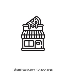 City symbol, pizza shop vector icon