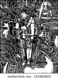 City as a system of human life. The interweaving of wires, various communications, technical or public, all this is designed to ensure the life of modern society.