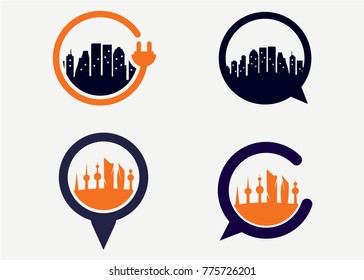 City Talk Logo Set Template Design Vector, Emblem, Design Concept, Creative Symbol, Icon