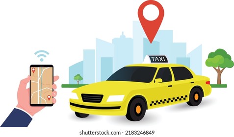 City taxi car.Online-taxi. Vector illustration