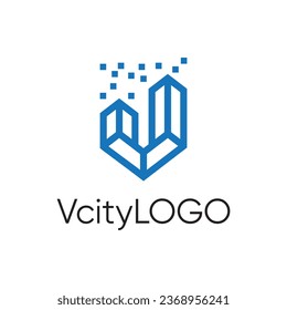 City technology digital logo design vector